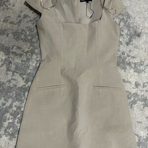 Elegant Beige Cap Sleeve Dress